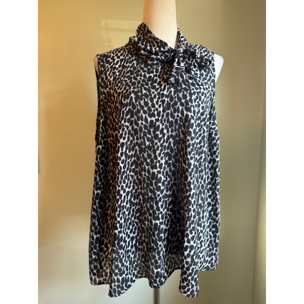 Torrid‎ Sleeveless Bow Neck Top Leopard 0 12 L boho whimsi animal y2k glam black